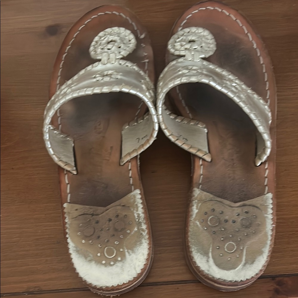 Jack Rogers Gold Sandals with Medallion Design